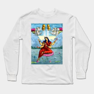 Goddess Kamalatmika Kamala Lakshmi 1880 Elephants Lotus Long Sleeve T-Shirt